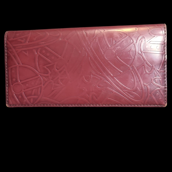 Vivienne Westwood Embossed Leather Women's Wallet Maroon And Green - Picture 1 of 5